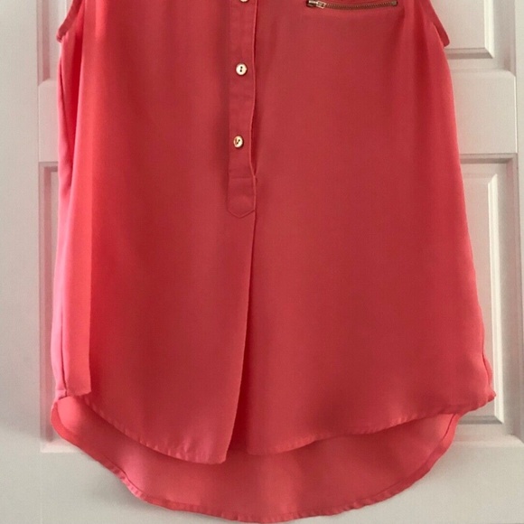 3 For $15 B_envied Coral 1/2 Button Front Faux Zip Pocket Sleeveless Tank Top S - Picture 2 of 6